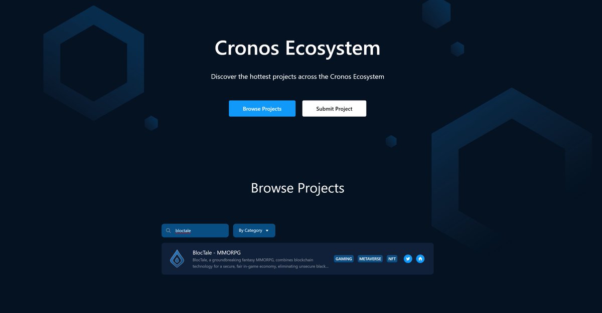 We're excited to be part of the <a href="/cronos_chain/">Cronos</a> ecosystem!
Discover @BlocTale on the official Cronos Ecosystem projects list: cronos.org/ecosystem

#cro #crofam #cronos