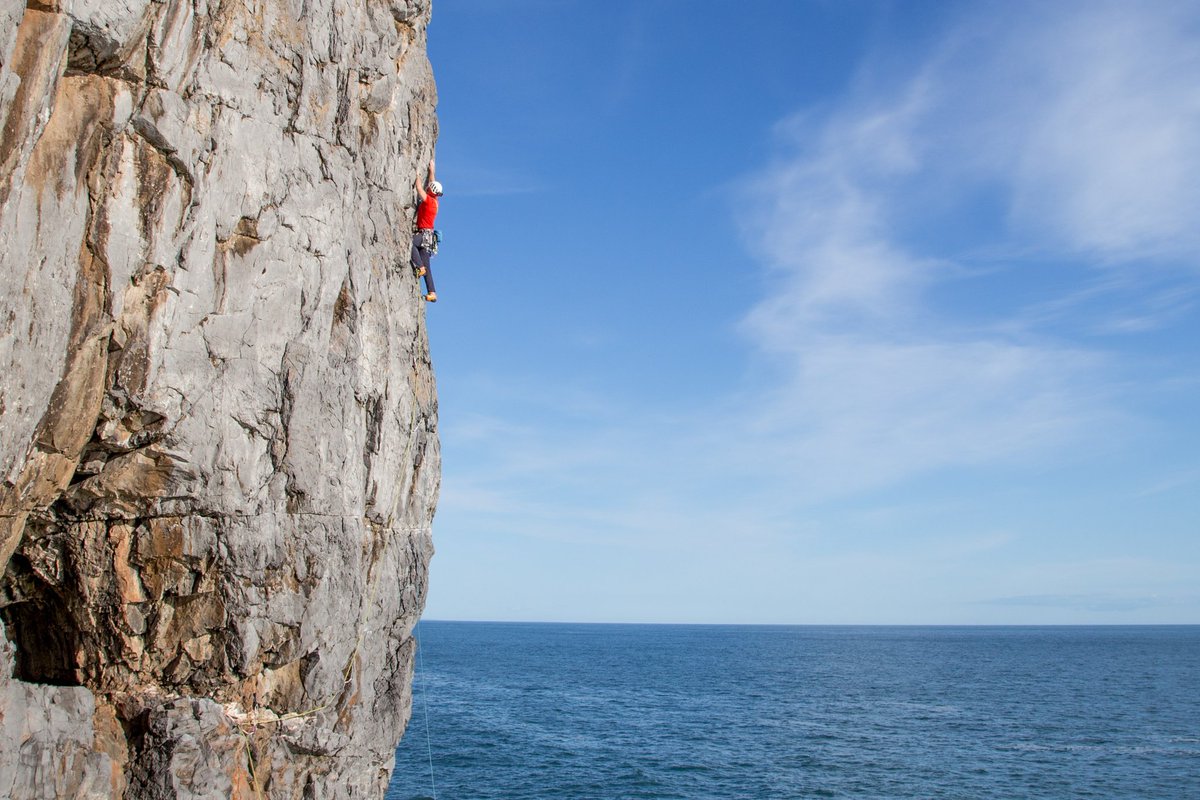 I love climbing in Pembroke, the rock is really compact and complex. Being blind makes it hard to unpick the puzzle, but finding the solution is what makes it fun! #Climbing #Blind