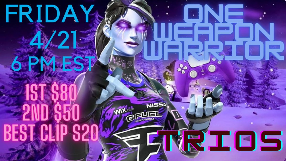JaySlayttv's tweet photo. RETWEET AND COMMENT / DM FOR A CAPTAIN SPOT!!! 
FRIDAY 4/21 6 PM EST 
5 GAMES ZERO BUILDS
TRIOS
NAC
ONLY ONE WEAPON PER GAME!! https://t.co/UZwbN6oWIO