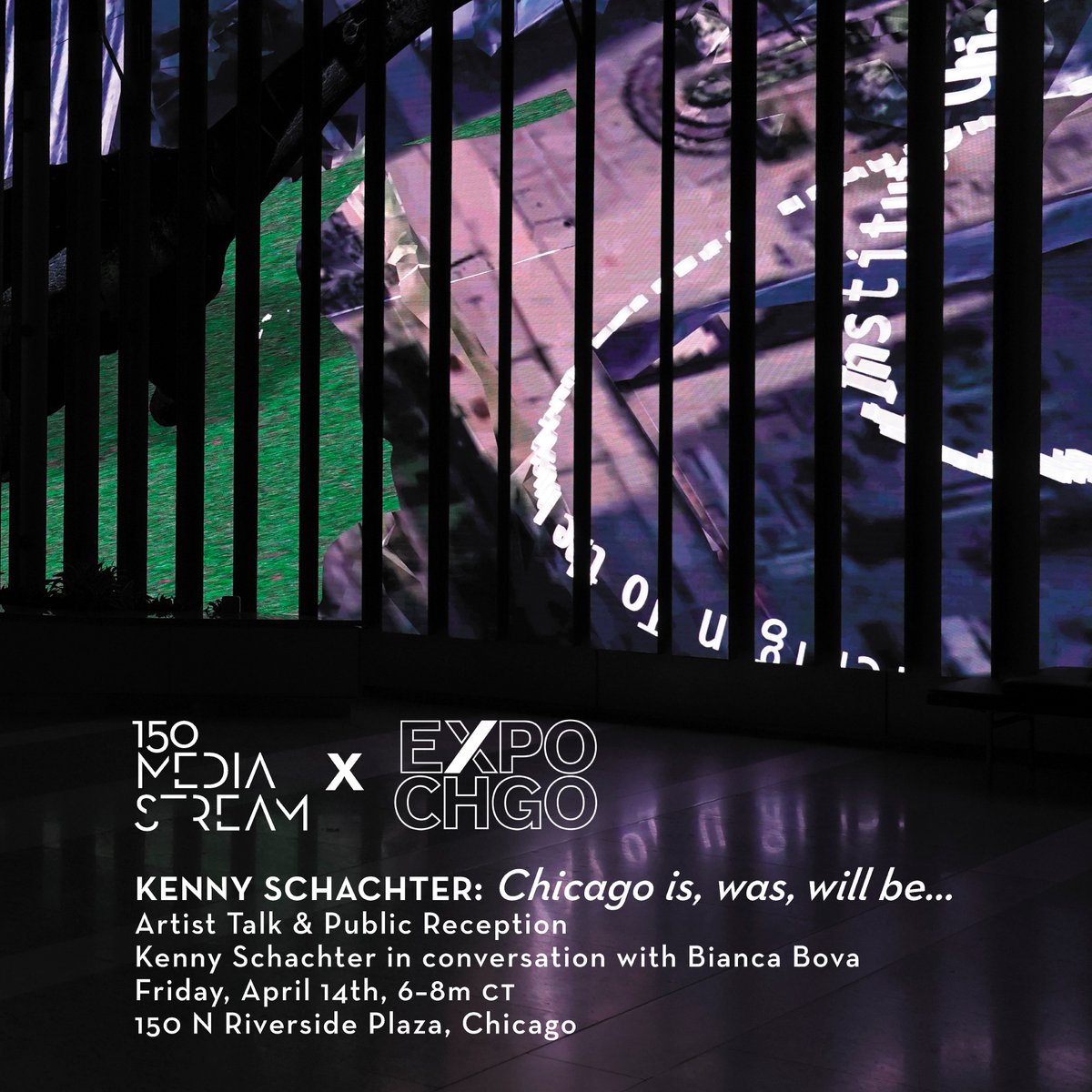 Join us for an opening reception this Friday 4/14 at 6pm CT <a href="/150NRiverside/">150 North Riverside</a>  for a new AI work by <a href="/kennyschac/">kenny schachter</a>. The event is part of <a href="/expochicago/">EXPO CHICAGO</a> art week and will feature a conversation between Kenny and curator Bianca Bova. Hope to see you all there! 🦕🏙️ #150mediastream