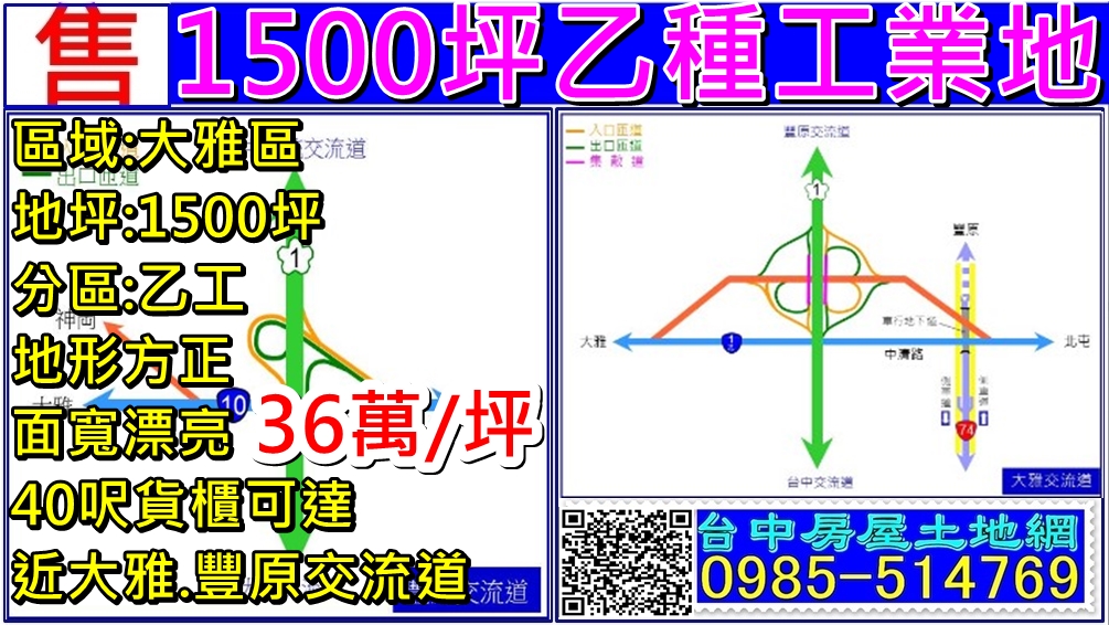 bd20001120's tweet photo. 伍佰+伍佰+伍佰的乙種工業地
大貨車. 板車可逹
近大雅.豐原交流道
潭雅神豐稀少物件

👉有更多的不動產物件可供您參考
台中房屋土地網
(http://www.台中房屋土地網.tw)
大腳印房屋網:https://t.co/o9uJOH0clE
租售王:https://t.co/NIdp5DKHcT https://t.co/EYlGOBlGJt