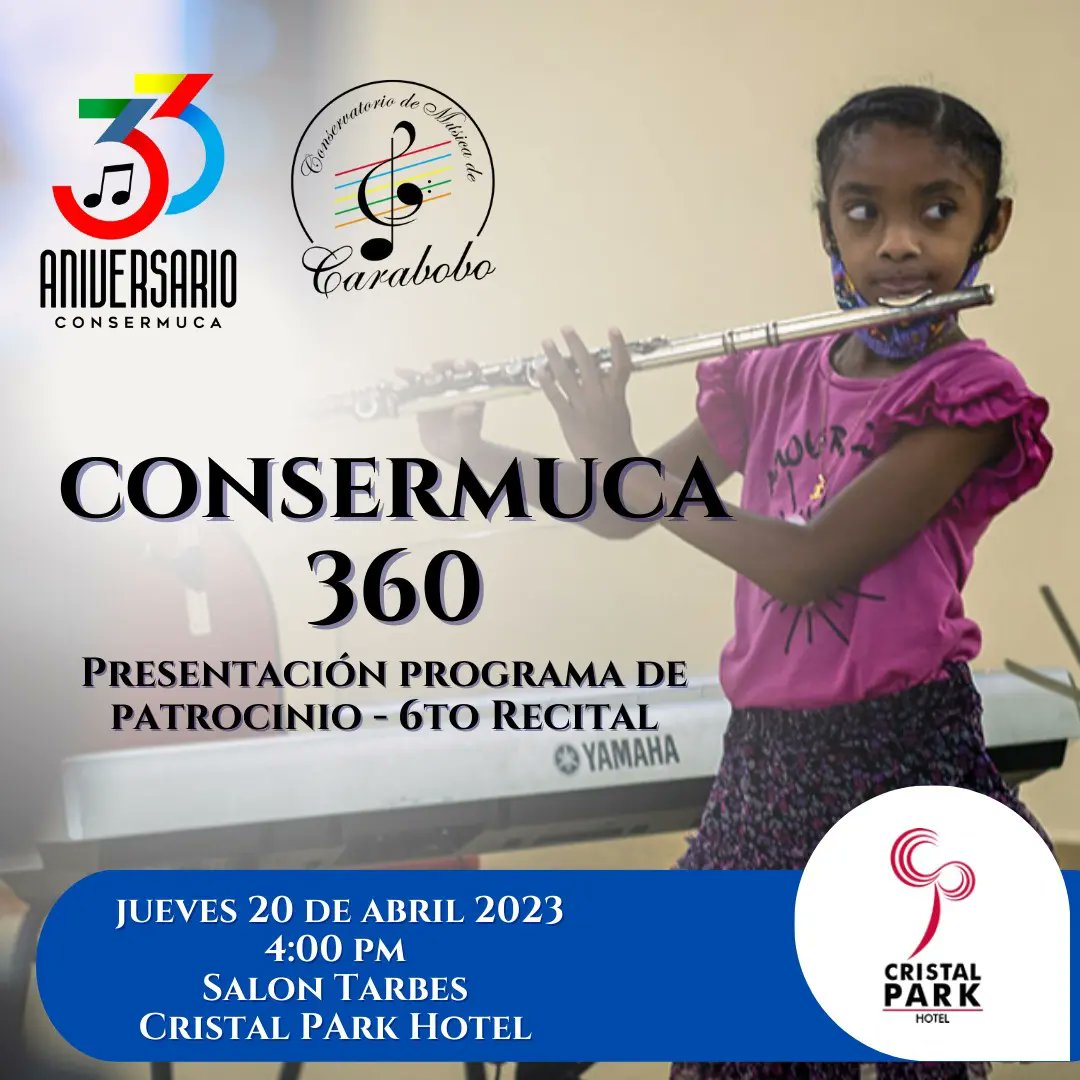 consermucacmc's tweet photo. #agendaconsermuca Abril 2023 

Así celebramos nuestro 33 Aniversario 🥳 te esperamos...

#concierto #recital #educacionmusical https://t.co/zI6iZpx3ye