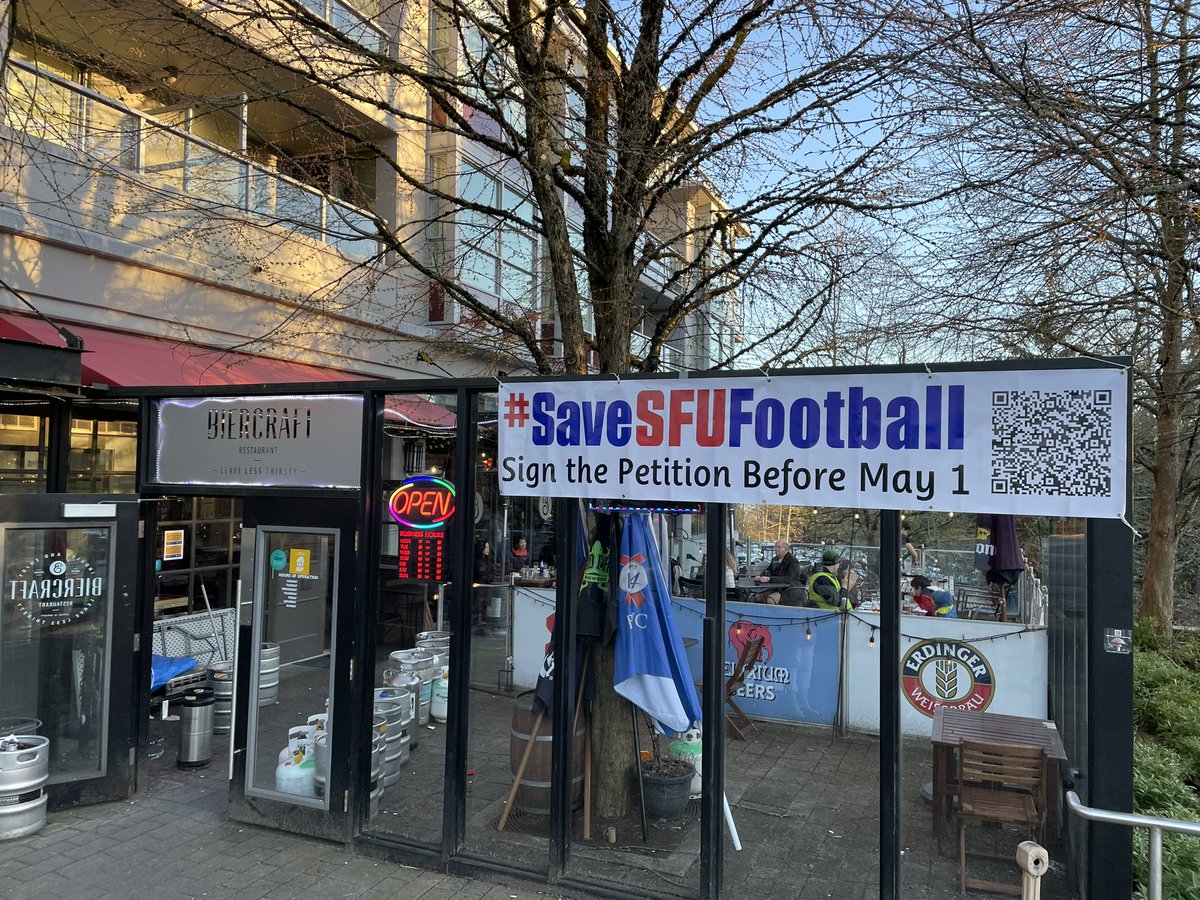 Thank you for your continued support of <a href="/SFUFootball/">SFU Football</a> student athletes <a href="/biercraft/">BierCraft Restaurant</a> Univercity <a href="/SFU/">Simon Fraser University</a> 

#SaveSFUFootball 🇨🇦🏈

#wecanplay2023

Sign the petition
forms.office.com/r/6DSz3ixMsY

<a href="/USPORTSca/">U SPORTS</a> 

<a href="/CFL/">CFL</a> <a href="/BCLions/">BC LIONS</a> <a href="/CFLPA/">CFLPA</a> <a href="/CFL_Alumni/">CFLAA</a>
