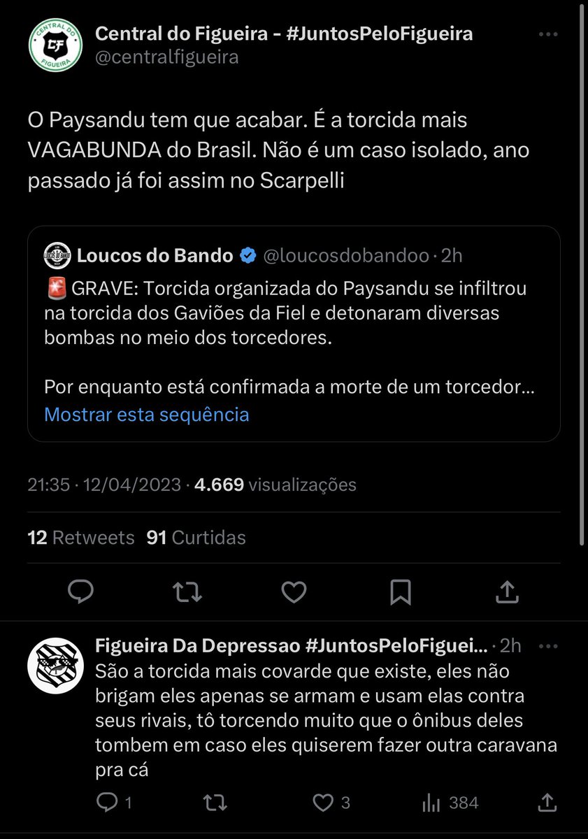 CornetaPaysandu's tweet photo. É inacreditável ter que ler uma parada dessa. Estão usando de informações vagas parar criar um discurso de ódio contra a torcida do Paysandu. Nada apurado, nada oficial e os caras criam toda uma narrativa em cima disso tudo. O último comentário é totalmente nojento é desprezível. https://t.co/oucgfeXdYj
