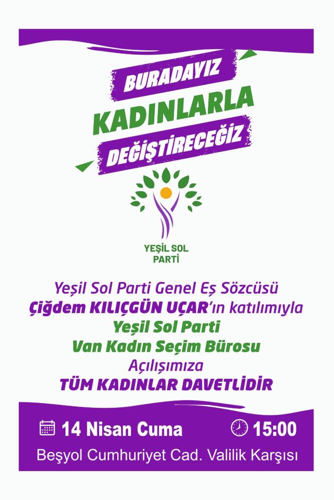 Umuduz büyük,sesimiz isyan...

Kadınlarla Değiştirmeye geliyoruz! ✌️

Eş Genel Sözcümüz Çiğdem Kılıçgün Uçar'ın katılımıyla Partimizin Merkezi Kadın seçim bürosunu açıyoruz.

Tüm halkımızı açılışımıza bekliyoruz.
<a href="/cigdemkilicgun/">Çiğdem Kılıçgün Uçar</a>
@WanHDP 

#DîsaJinDîsaJiyan 
#ReynaCenîyeReynaCuye