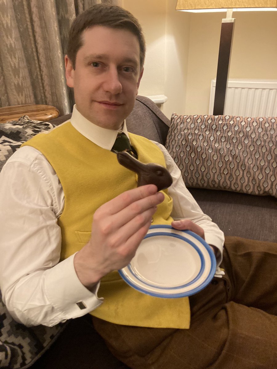 estherdaponte's tweet photo. Mr Blumenthal, his #dabbit, from @waitrose, with a re-enactment of the cover illustration โ and even a duck tie as a bonus. Very tasty it was, too. https://t.co/eNKAtEFRtK