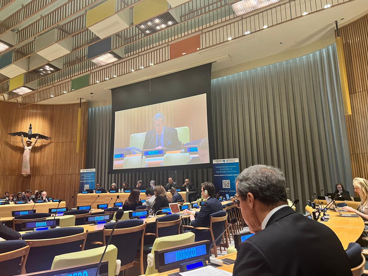 Morocco_UN's tweet photo. Ambassador Hilale : Building on #financing4dev Forum,  in the lead up to the SDG Summit next September, and the preparations for the Future Summit, we have a collective task to build a strong and meaningful political momentum to deliver on the ‘’Beyond GDP’’ agenda. https://t.co/iz2mvDwU34