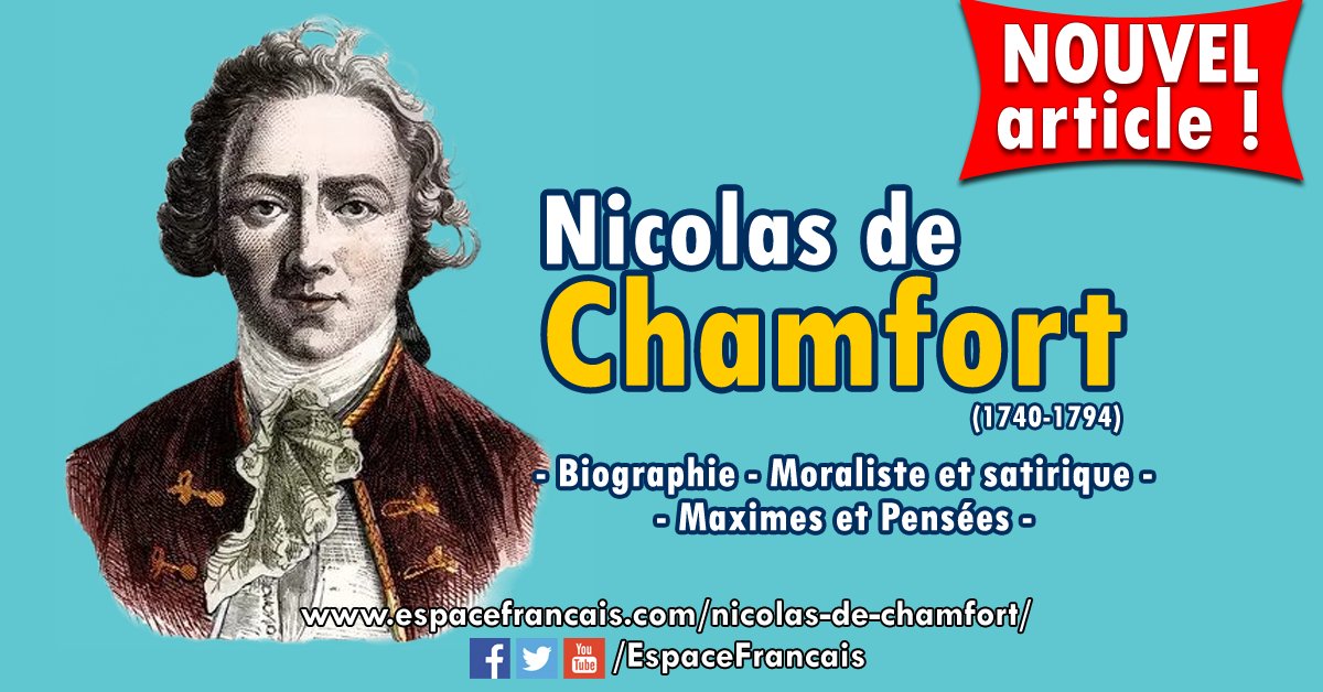 EspaceFrancais's tweet photo. #13avril 1794 : Décès de Chamfort.
Son œuvre la plus célèbre et la seule lue a été publiée en 1795 par son ami Pierre-Louis Ginguené : Maximes et Pensées, Caractères et Anecdotes.
👤 https://t.co/8t8H8lxssW
#Littérature #Maximes #Pensées #Caractères #Anecdotes #Chamfort #Paris https://t.co/AZGew3pNyu