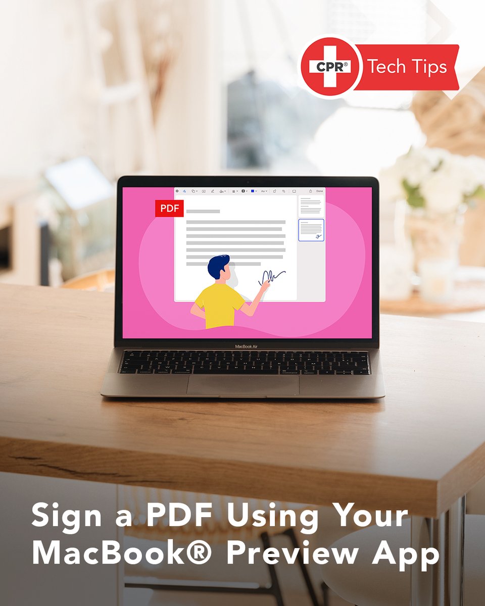 Need to sign a digital document? Open the PDF with the Preview app and click the annotation tool. Then, click on the signature tool and you will see the option to add your signature. 💻✍️ #TechTips #PDF #MacBookTips