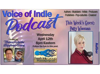 Patty Wiseman <a href="/PattyWG/">Patty Wiseman</a> VOICE OF INDIE #Podcast <a href="/FreshInkGroup/">Fresh Ink Group</a> hosts <a href="/StephenGeez/">StephenGeez.com</a> <a href="/BeemWeeks/">Beem Weeks</a> Wed April 12, 2023, 8PM blogtalkradio.com/voiceofindie1/… #podcast #fiction #ASMSG #IARTG #np #historical #romance #childrensbooks #indieauthor #author #writer #book #FIG #BookReview e <a href="/VoiceOfIndie/">Voice Of Indie</a>