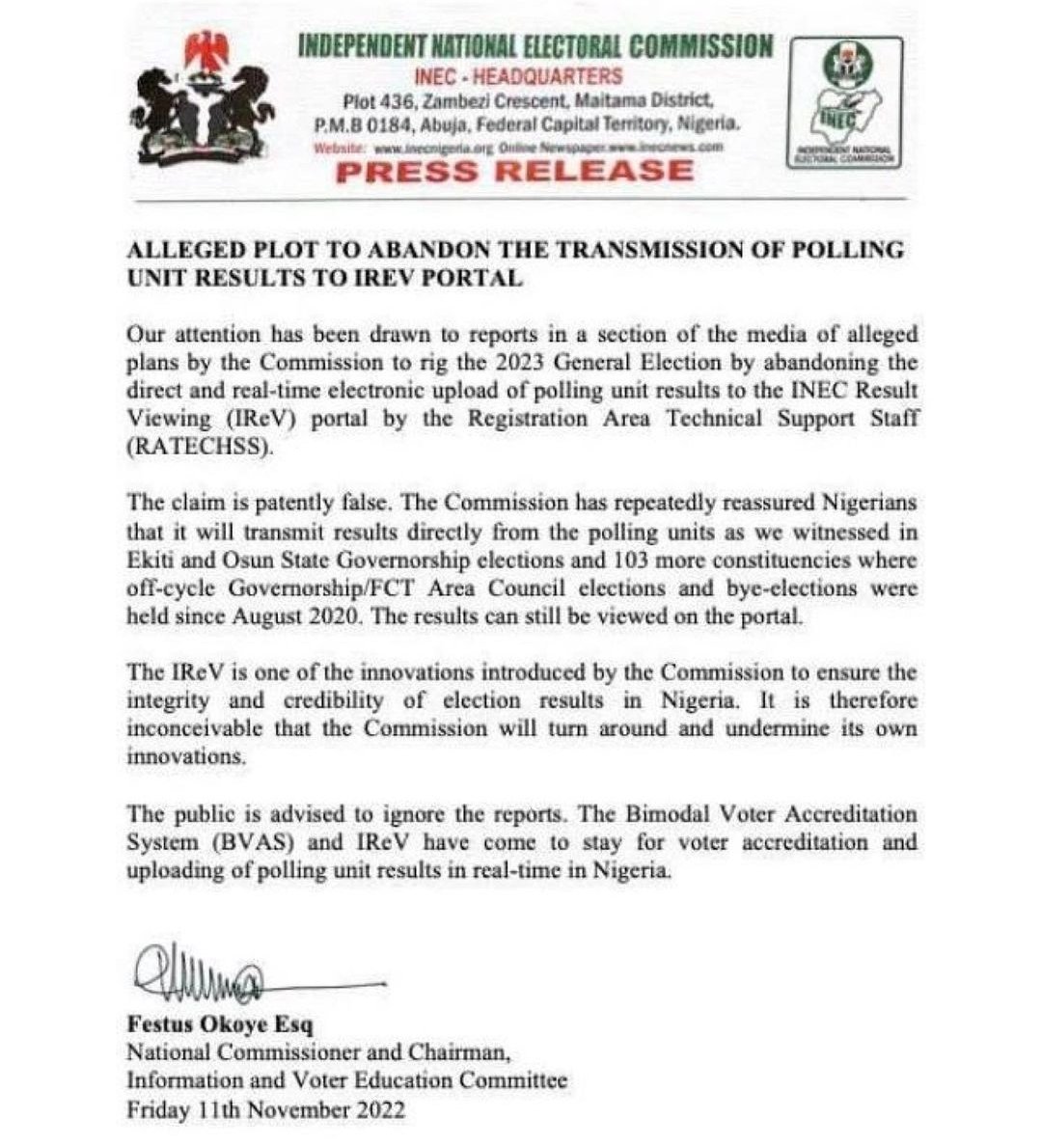 RuggedyBaba's tweet photo. Wait. I just need clarification.
Was this @inecnigeria press release fake?
Because I am not understanding. https://t.co/8nr1OBKtWv