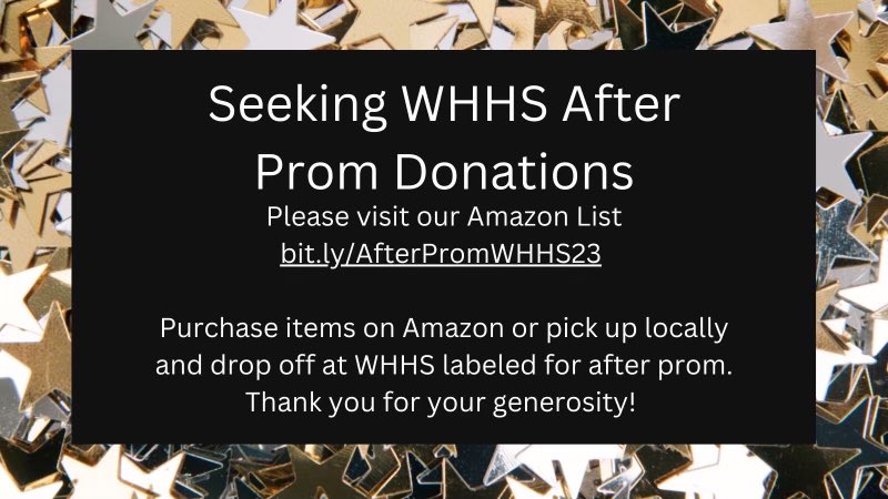 WHAfterProm's tweet photo. This wishlist is for food and drinks we provide to the students FOR FREE at after prom. If you prefer to buy locally, please mark it as such through this link. We’re accepting donations through April 21.

Thank you in advance and please share this post!

https://t.co/NphQYXCFPy https://t.co/xQky0oD7Wu
