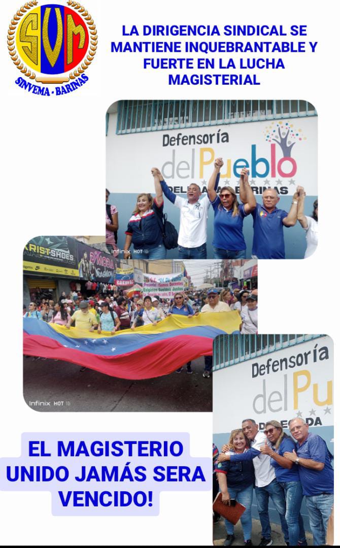TorresZoreli's tweet photo. "Seguimos unidos, nadie va a debilitar nuestra lucha, no valdrá ninguna artimaña del gobierno en dividir a la dirigencia del Magisterio Barines, hoy más que nunca unidos, con mayor fuerza y con la bendición de Dios". https://t.co/8rrjnBhMLl