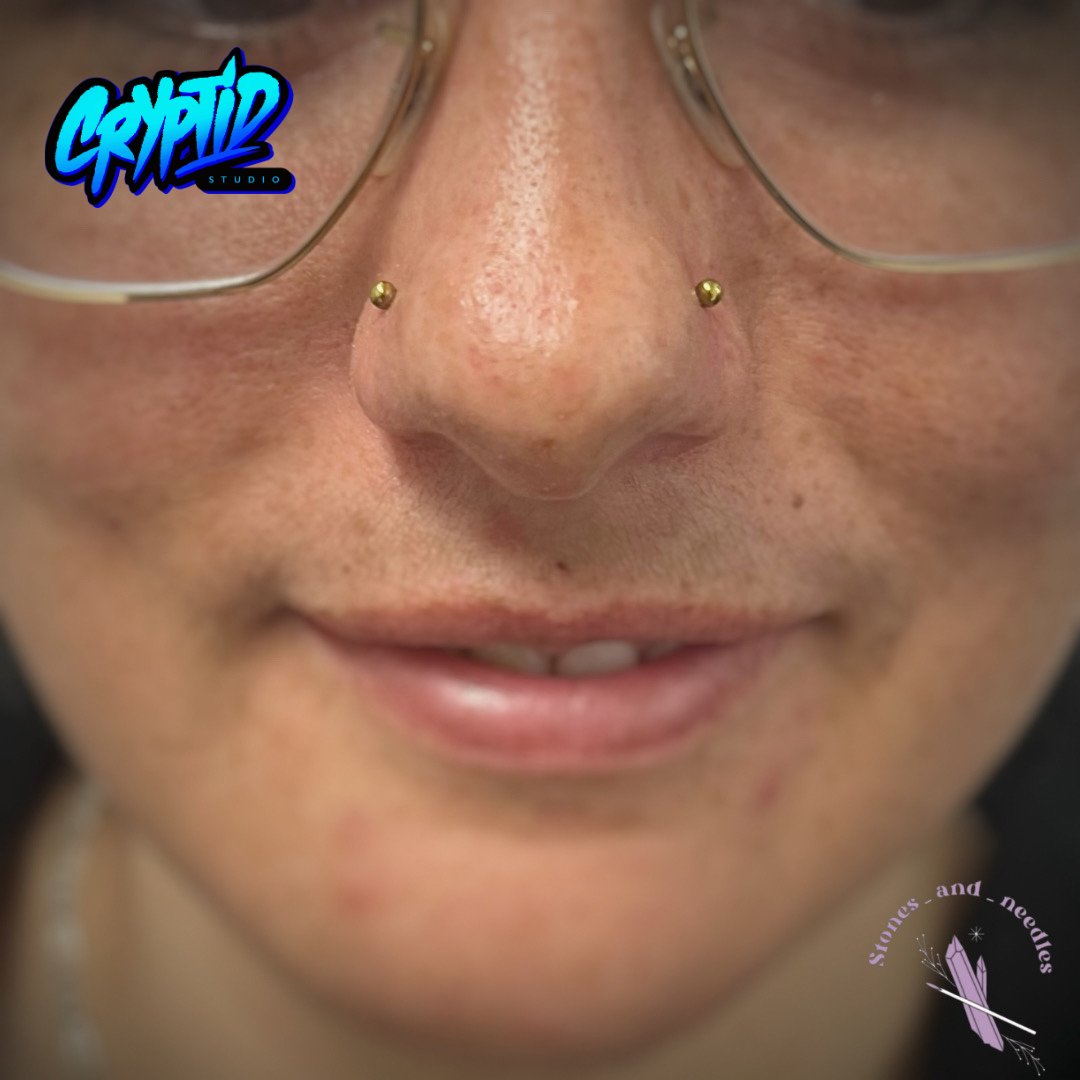 cryptid_studio's tweet image. Symétrie des narines réalisée par @stones_and_needles pour correspondre au côté opposé du nez qui a été précédemment percé par @mantixpiercing.  
Pour prendre rendez-vous, visitez: cryptidstudio.as.me

#doublenostrilpiercing #nostrilsymmetry #piercing2me #piercingartist
