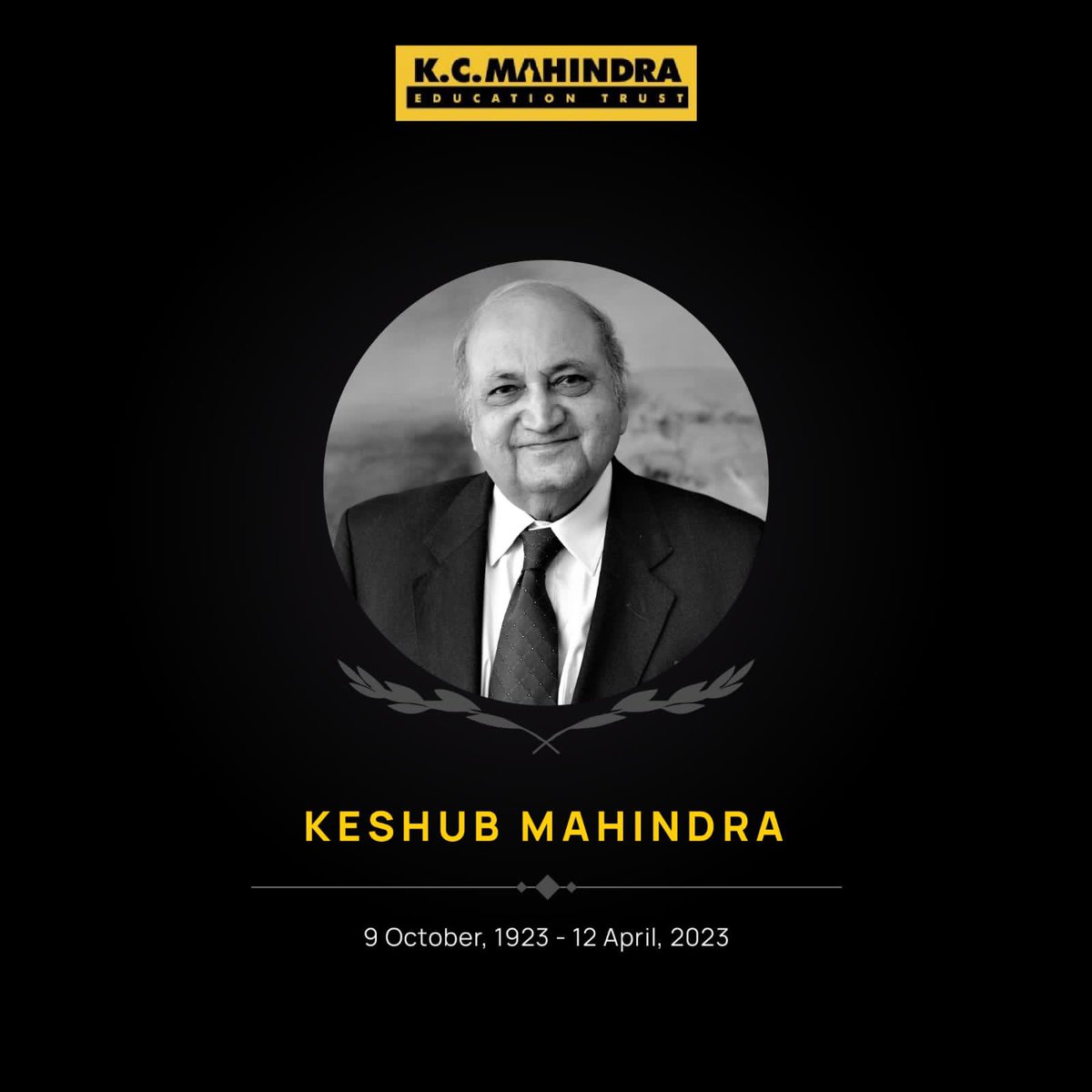 We are deeply saddened by the loss of the Chairman of K.C. Mahindra Education Trust, Shri Keshub Mahindra.

We will continue to carry forward his legacy and mission of creating a better world through education.