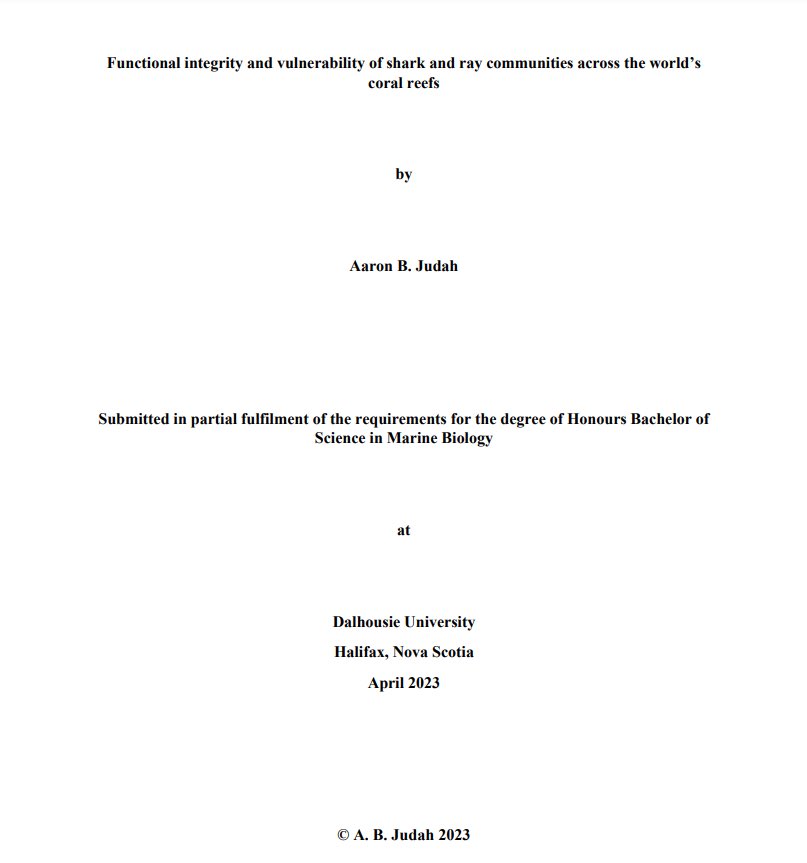 🦈HONOURS THESIS DONE🦈 Excited to have submitted this work supervised by <a href="/ma_macneil/">MA MacNeil</a> <a href="/mcleamj/">Matthew McLean</a> <a href="/Drsharkbrain/">Chris Mull</a> <a href="/martins_apb/">Ana Barbosa Martins</a> <a href="/globalfinprint/">Global FinPrint</a> today! Very excited for what is to come + thank you everyone for your support #sharkscience #conservation #GlobalFinPrint
