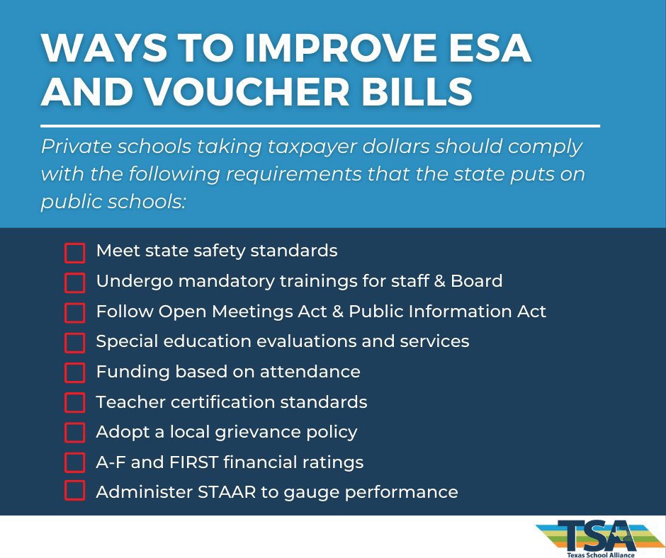 Our local school district isn’t afraid of competition. We already compete w/ public, charter, private, homeschool for students. When it comes to vouchers/ESAs/public $$, the playing field must be level to have a fair competition. #txed #txlege