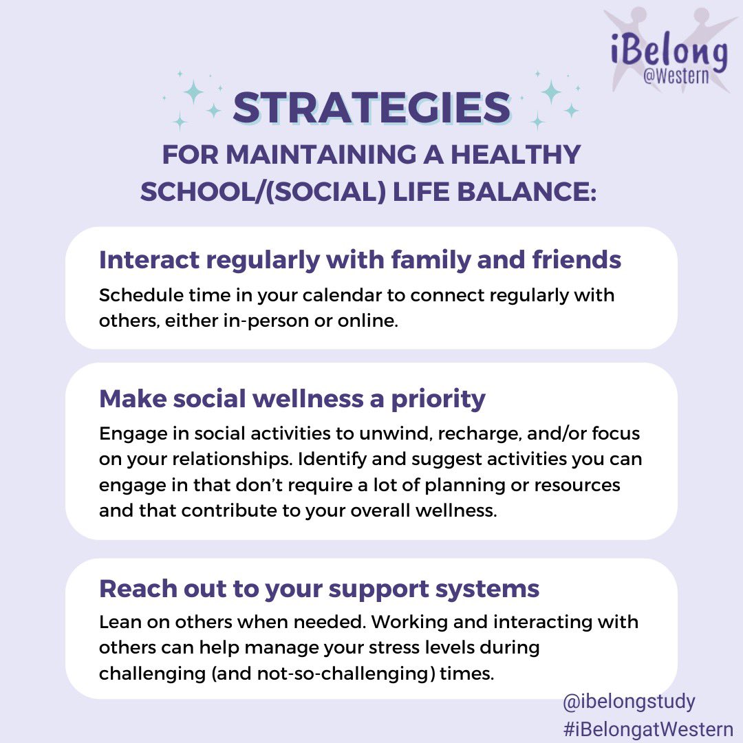 iBelongStudy's tweet photo. Balancing personal and academic activities during university can be difficult – especially during exam season. This week’s “Wednesday Wisdom” post explores the concept and importance of striving for a school/life balance that works for YOU! https://t.co/qxBbPNgQLf