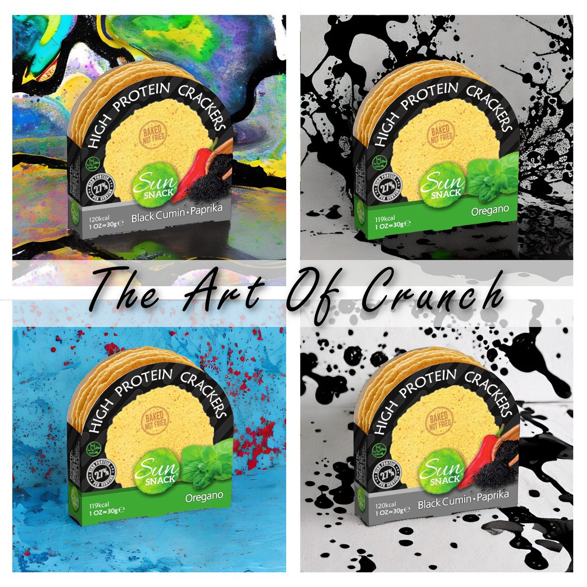 SunSnackUS's tweet photo. Sun Snack Crackers, the art of Crunch #healthyfood #Natural #protein #crunchy #oregano #paprika #sunsnack #bettertogether https://t.co/kosPca4rR6