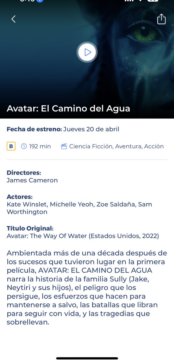 BeAndrew23's tweet photo. Tio @AyudaCinepolis @Cinepolis , #Avatar2 regresa a cines? O por qué salió nuevamente en próximos estrenos? https://t.co/dcwafBEUUV
