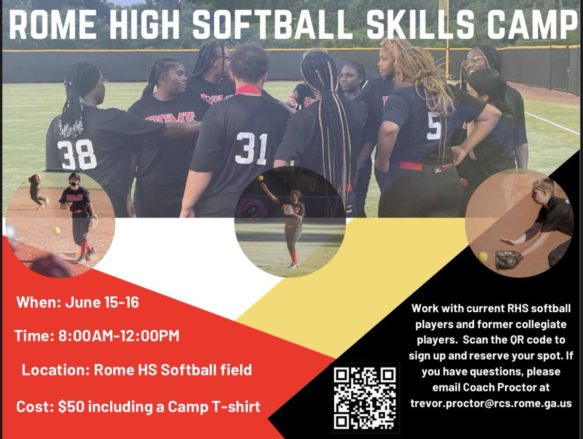2023 Rome High Softball Summer Skills Camp. Our staff is excited to get everyone out there with us this summer, so come join us!