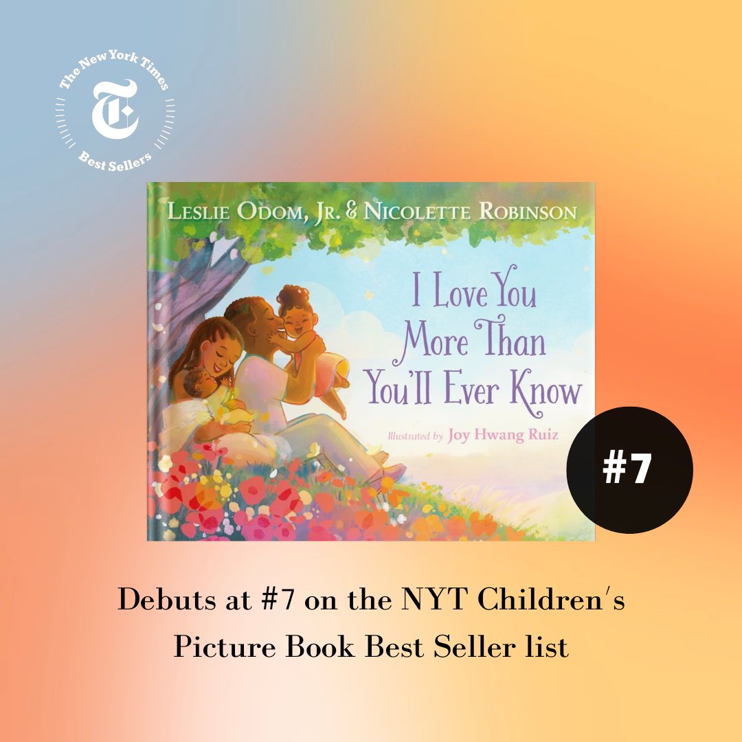 Congratulations, @momisdrawing! I LOVE YOU MORE THAN YOU'LL EVER KNOW debuted at #7 on the @nytimesbooks children's picture book best seller list! 😍🤩🤗