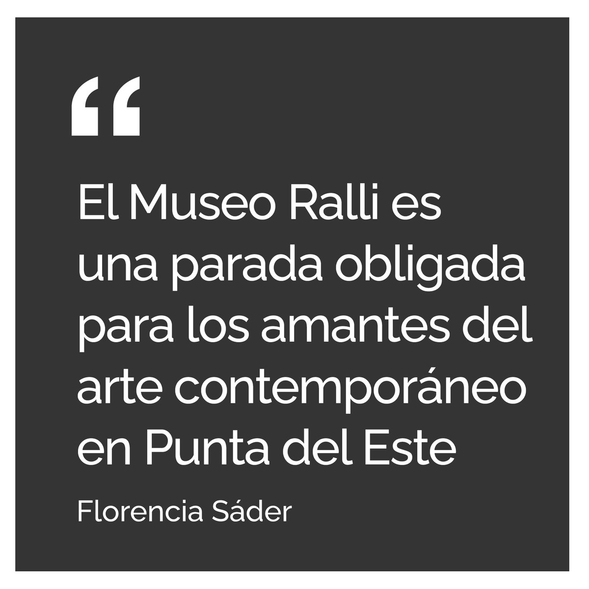 Los 4 museos, en distintos continentes, brindan una experiencia de arte contemporáneo latinoamericano, acompañado de arte surrealista y clásico.

Nota sobre los 35 años del Museo Ralli de Punta del Este  por <a href="/flosader/">Florencia Sader</a>  en nuestra web:
bit.ly/3GGsMRr