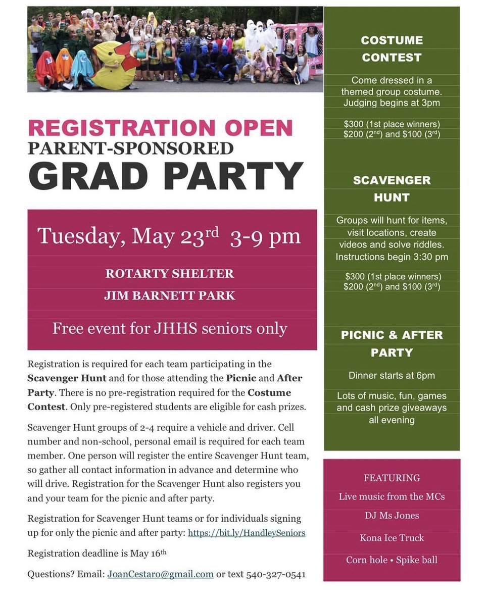 ATTENTION ALL SENIORS!! 
Look for an email from Ms. Dodge for the link to register. Make sure to fill it in by May 16th 🎓🎓🎓