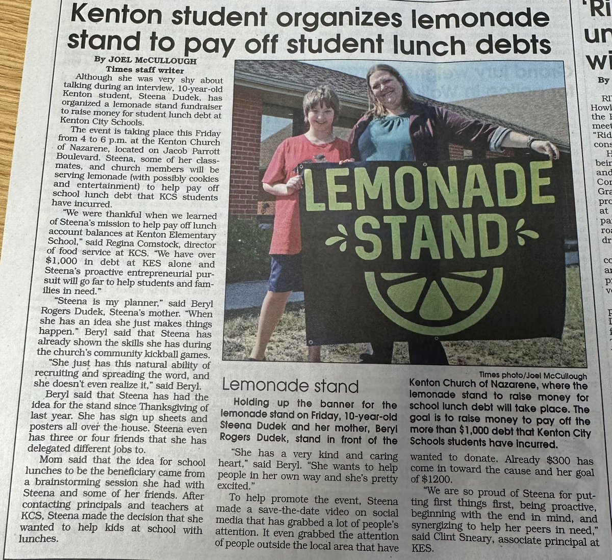 dudek59's tweet photo. Steena’s Lemonade Stand is this Friday!!!!  All proceeds to payoff outstanding lunch fees for students!!! #Lemonade #Entrepreneur #SupportingStudents #ProudDad https://t.co/JKZEe5D8lK