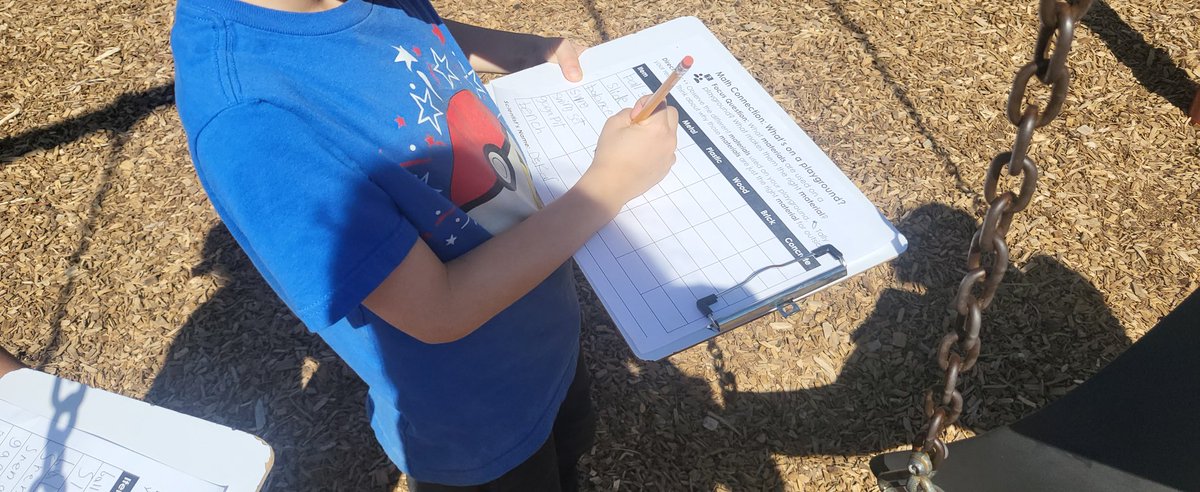 Hands-on Science on this beautiful day 🌞. My Ss explored the physical properties of our playground area. We kept track of what was made with metal, plastic, wood, concrete, &amp; brick. Discussion of what we found continues tomorrow.
#ashlandsoar #handsonscience