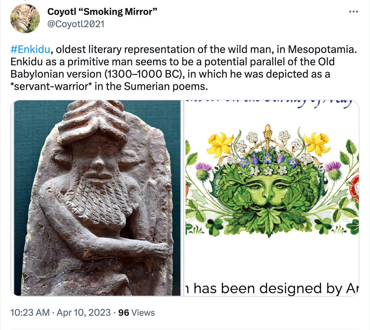 Coyotl2021's tweet photo. @SecretSunBlog Yeah, this Arcturus got my #SpideySync going yesterday.
Running up to the Coronation I feel there's a lot of Sumerian symbology to be found with #KnowlesFirstLaw lately.
Ya think this Green Man on the invitation could be Enkidu? https://t.co/9D1j9oujke