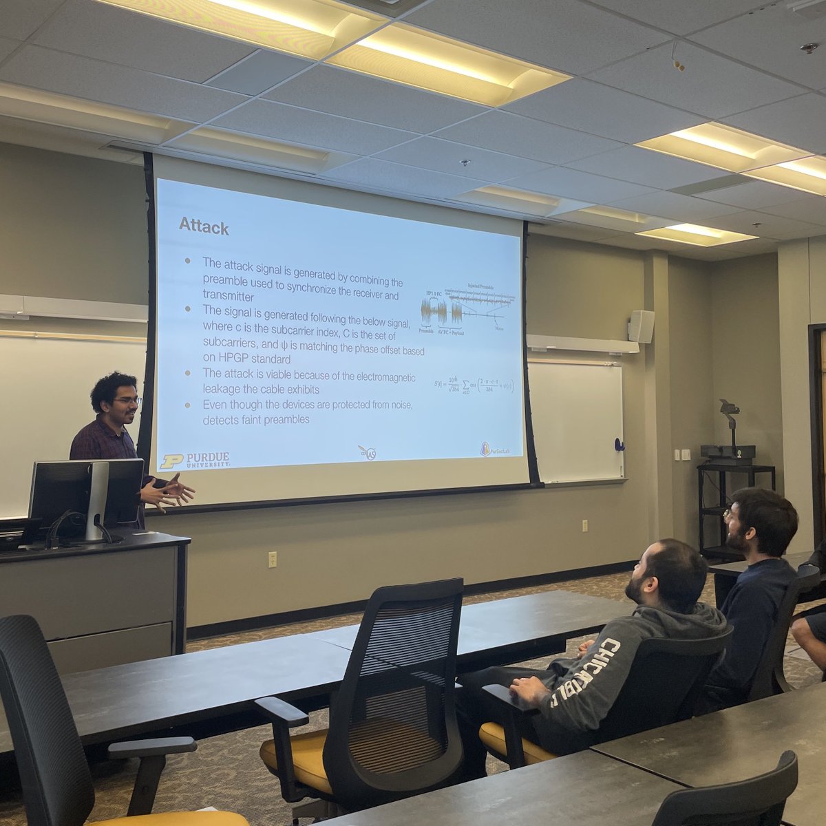 PurSecLab's tweet photo. Ashwin Nambiar, a Ph. D. student at #purseclab, presented "BROKENWIRE: Wireless Disruption of CCS Electric Vehicle Charging" at our reading group. Join us to learn about the latest research in the field of computer security and more.
#BROKENWIRE #EVcharging #Purdue https://t.co/qpbfiGByUq