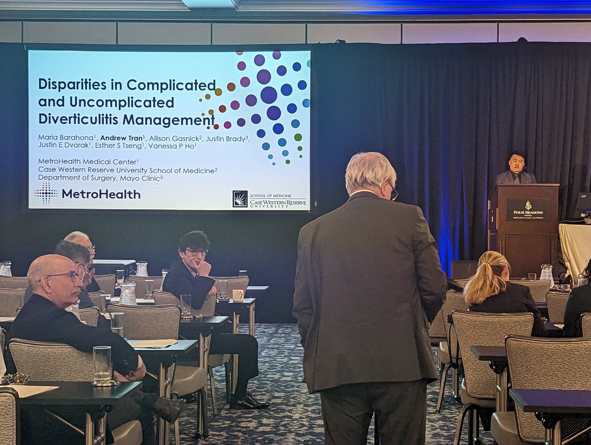 Vanessa Ho, MD, MPH (she/her) (@vanessapho) on Twitter photo Nice work by Andy Tran presenting work to explore disparities in treatment of diverticulitis using @TriNetX. Also... he braved discussion by my past mentor <a href="/PhilipBarie/">Philip Barie</a> #SIS2023
<a href="/SurgInfxSoc/">Surgical Infection Society</a> <a href="/metrohealthCLE/">MetroHealth</a> <a href="/MHGenSurgery/">MetroHealth Surgery Residency</a> <a href="/ClaridgeJeffrey/">Jeffrey A. Claridge</a> <a href="/esthertsengmd/">Esther S. Tseng, MD FACS</a> @laurakreiner Nice work by Andy Tran presenting work to explore disparities in treatment of diverticulitis using @TriNetX. Also... he braved discussion by my past mentor <a href="/PhilipBarie/">Philip Barie</a> #SIS2023
<a href="/SurgInfxSoc/">Surgical Infection Society</a> <a href="/metrohealthCLE/">MetroHealth</a> <a href="/MHGenSurgery/">MetroHealth Surgery Residency</a> <a href="/ClaridgeJeffrey/">Jeffrey A. Claridge</a> <a href="/esthertsengmd/">Esther S. Tseng, MD FACS</a> @laurakreiner