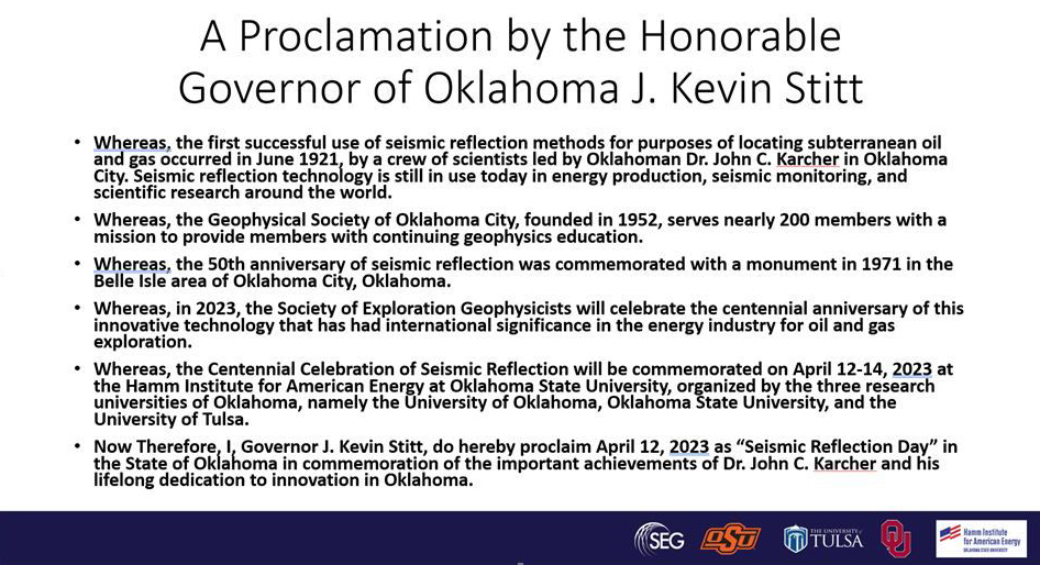 Exciting news! Today is Seismic Reflection Day in Oklahoma.

#Geosciences  #Geophysics  #Oklahoma