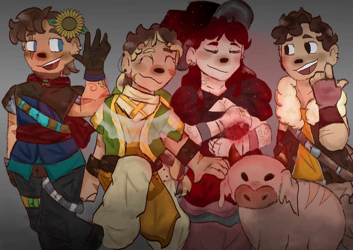 starheart667's tweet photo. The one-shot team! this took a week to do but it was worth it...
#POWMini #apokunafanart #owengejuicefanart #olivesleepyfanart #mythicalsausagefanart https://t.co/qBLhAbOBuX