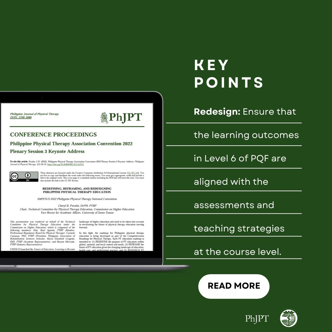 PhJPTOfficial's tweet photo. Let's actively redesign PT education to align learning outcomes, assessments, and teaching strategies. Read more: https://t.co/onEyHet5qJ
#PTEducation #RedesigningCurriculum #LifelongLearning #FutureOfPT #phjpt https://t.co/iL8tNbBIIP