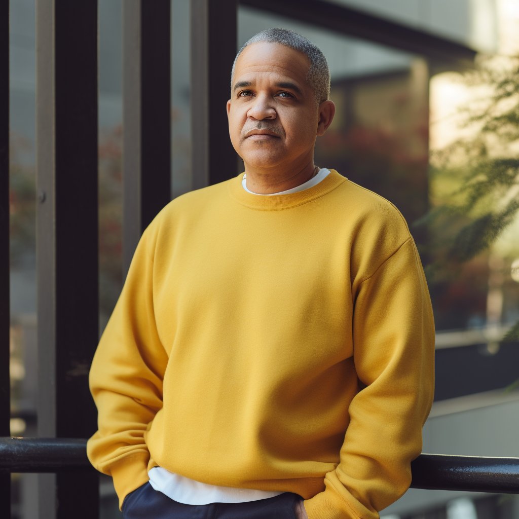 Ai: MidJourney #midjourney
Client: American Apparel   
Model: Irv Gotti #murderinc
Wearing: Yellow Camber Crewneck