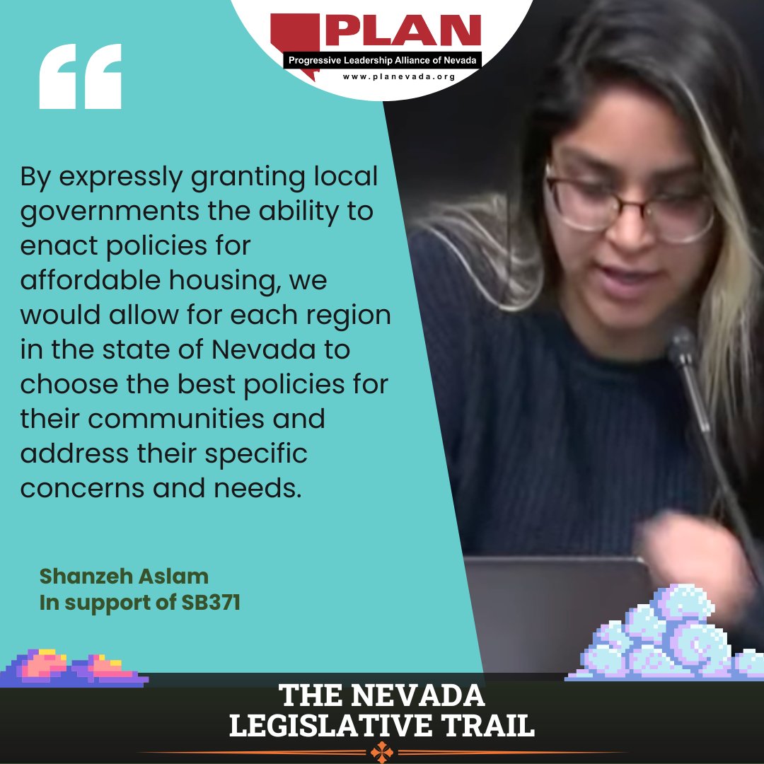 PLANevada's tweet photo. Shanzeh Aslam stands up for affordable housing rights, speaking in favor of SB371. Let's work together to ensure everyone has a home they can afford! 🏠 #NVleg #SB371 https://t.co/HX3G9PkGp2