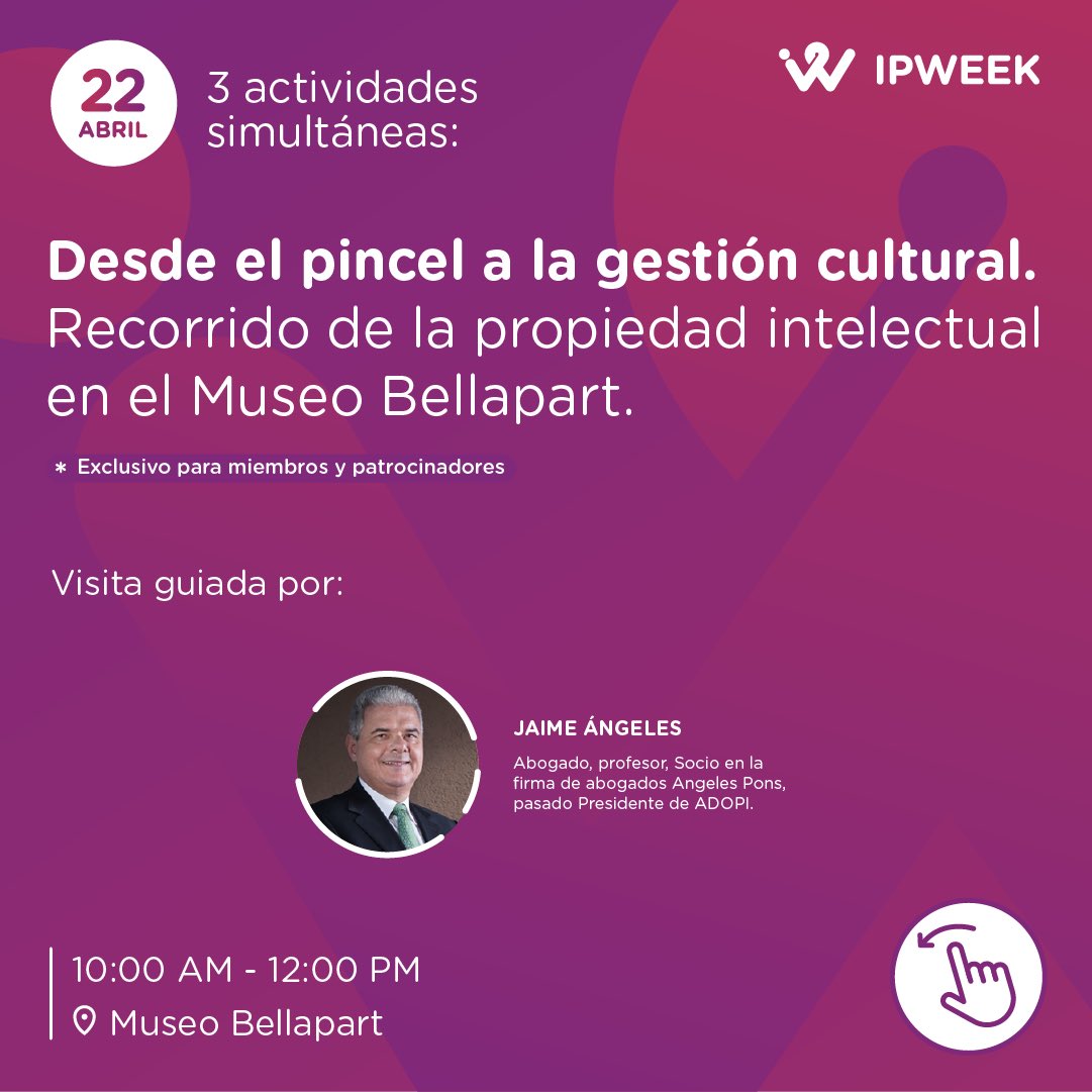 ¡Lo bueno se repite! Te invitamos a un emocionante recorrido sobre la propiedad intelectual en el Museo Bellapart. Aprende todo lo relacionado con el derecho de autor y conexos conferidos a las obras artísticas, con pinceladas de nuestra cultura dominicana.