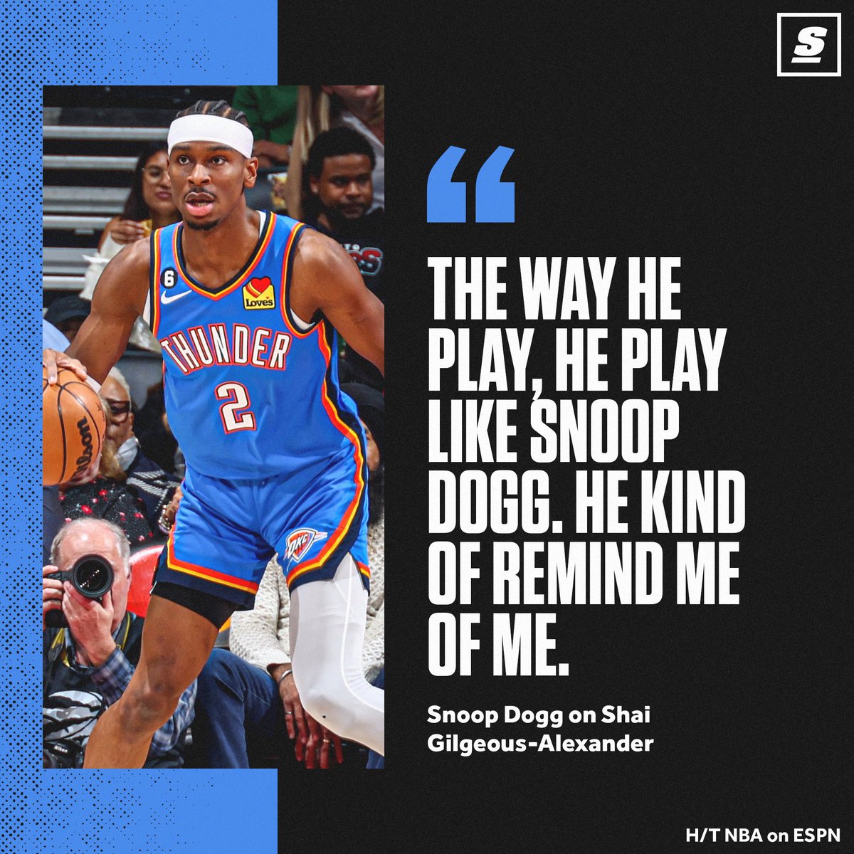 theScore's tweet photo. Snoop sees a lot of himself in SGA. 😂🤣 https://t.co/WzjTp7yqm4