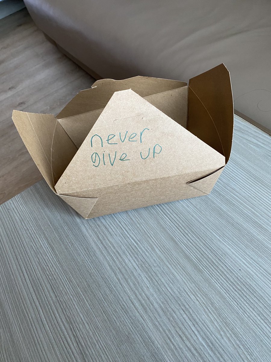 JudyWoodruff's tweet photo. note on my grilled cheese sandwich box from “Not Your Average Joe” coffee shop in Oklahoma City, which hires people with developmental and intellectual disabilities, like the young man who brought it to me.. https://t.co/FGWORjVHbC