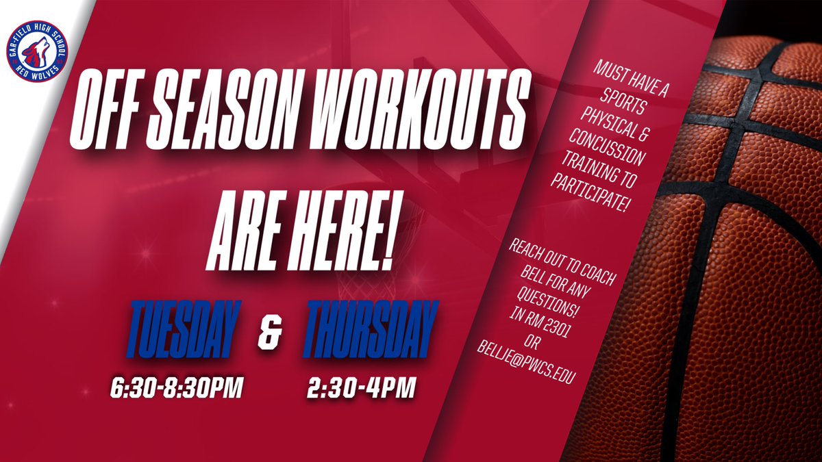GFHSBoysBball's tweet image. STARTING BACK NEXT WEEK!!! ❤️‍🔥🏀 4/18 Boys basketball workouts are starting back up! 

Every Tuesday we will hold workouts from 6:30-8:30PM &amp;amp; every Thursday we will hold workouts from 2:30-4PM! 
Spread the word and reach out if you have any questions! #GFStrong #theseasonstartsnow