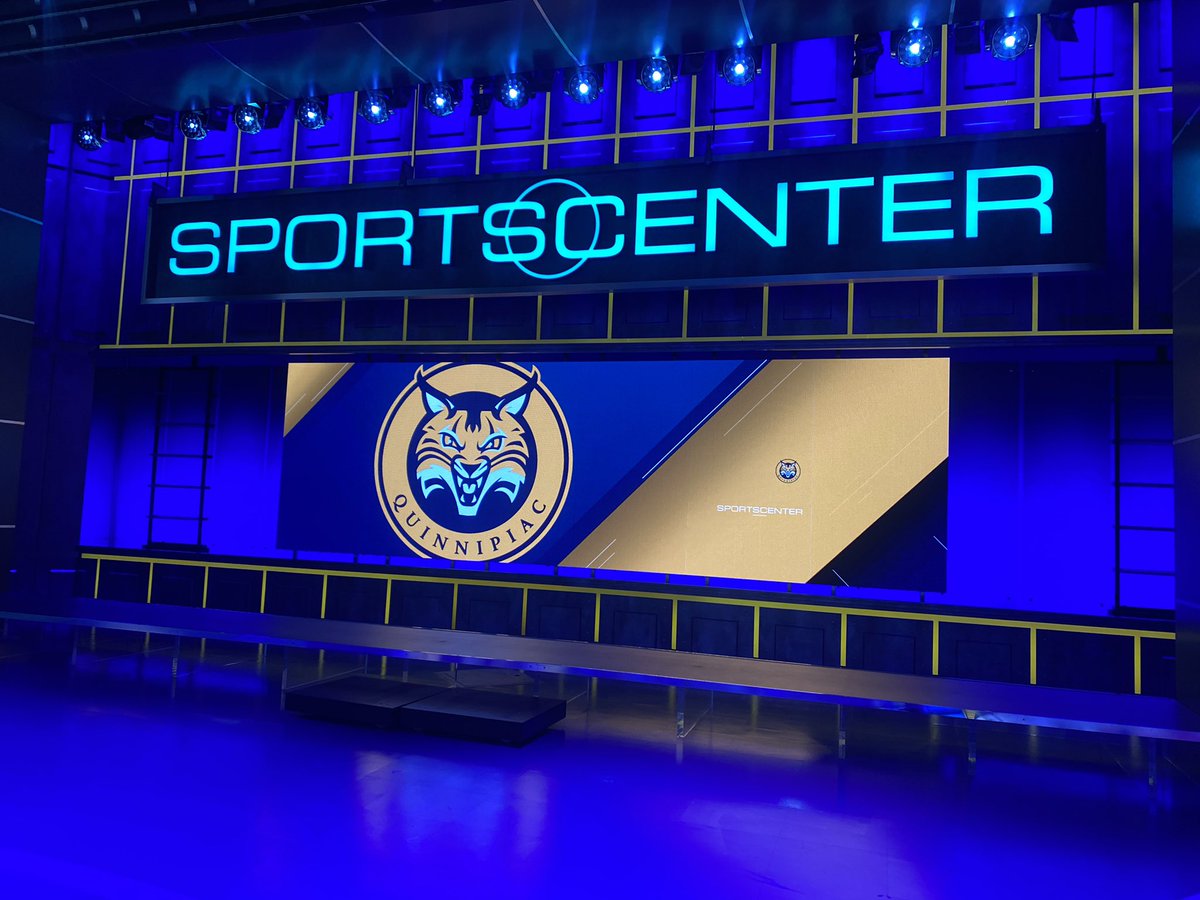QU_MIH's tweet photo. This. Is. SportsCenter 😎

Bristol looks good in #BobcatNation colors if we say so ourselves 🤷‍♂️

Catch Coach tonight on SCatNight! https://t.co/40xi5UZpnZ