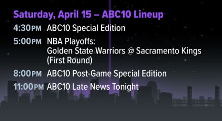 Devin Trubey on Twitter: "Spend your Saturday night with @ABC10 for all