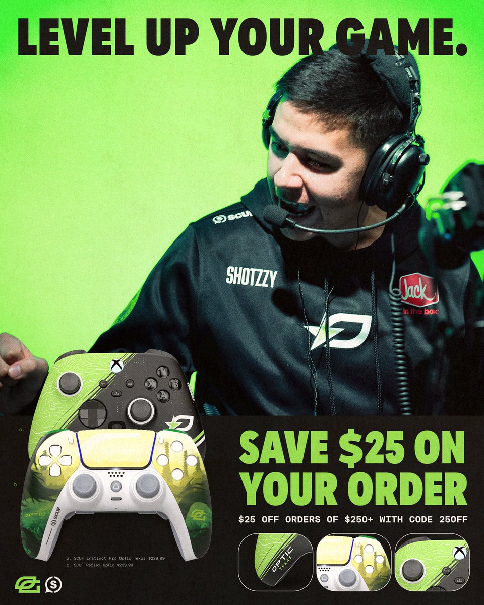 OpTic Shotzzy on X: Get your OpTic Texas AND OpTic Evergreen ahead of  Major IV Shoutout @SCUFGaming for providing a discount. Enter code  25OFF your order. Ends 4/15  / X