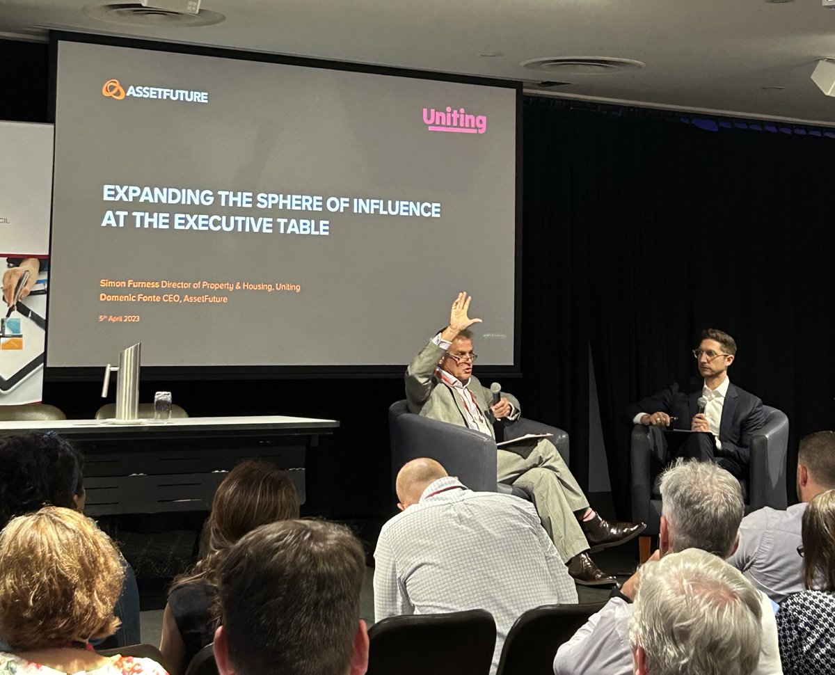 assetfuture's tweet photo. 💡An insightful discussion last week at #AMPEAK23 on 'Expanding the sphere of influence at the Executive table' with Simon Furness Director of Property &amp; House at Uniting and Domenic Fonte, CEO at AssetFuture. Recap here 👉 https://t.co/FcjQPs2Fjo https://t.co/rpJRgIc5dx