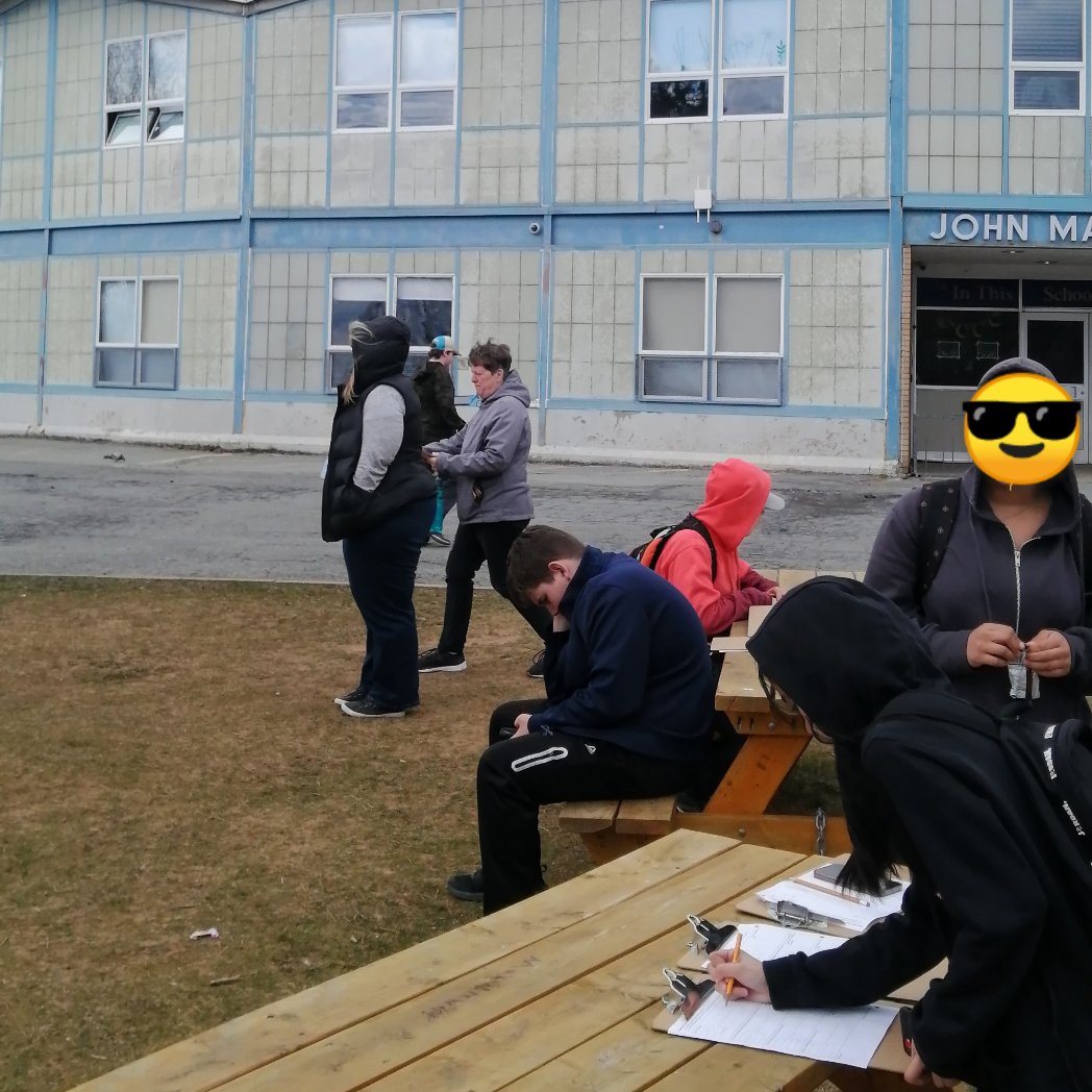 Students were so excited to go outside today, even with the 50 km/h wind gusts 😅 #activeandengaged on our equivalent ratios scavenger hunt @Lacey_Cyr @john_high