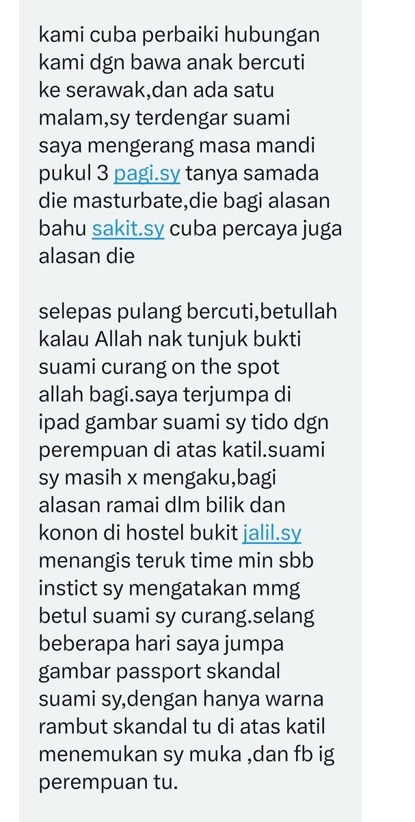 ConfessTweetMY's tweet photo. Suami curang dengan rakan sekerja.

(1/2) https://t.co/rrANJ6PIp1