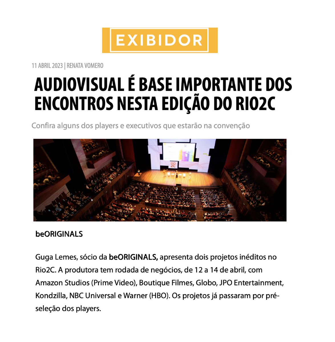 Gugalemes's tweet photo. beORIGINALS é um dos destaques do #Rio2C, segundo @RevistaExibidor . 

Matéria completa em https://t.co/9Eig4uMeHL

#audiovisual #beoriginals #series #streaming #tv #digital #cinema #audiovisualbrasileiro https://t.co/KSHQXBrAxf