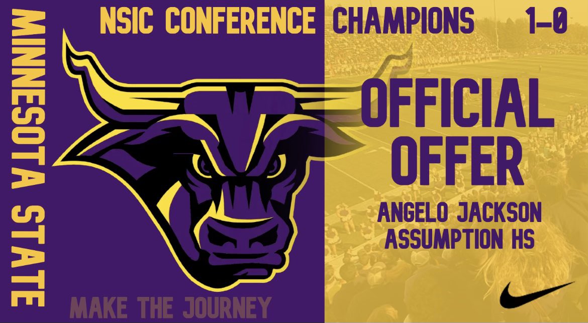 Blessed to receive an offer from Minnesota State University!!💜💛🤘🏽<a href="/MinnStFootball/">Minnesota State Football</a> <a href="/stephenson_mcc/">McCormick Stephenson</a>